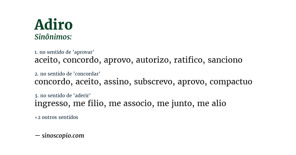 Sinônimo de adiro
