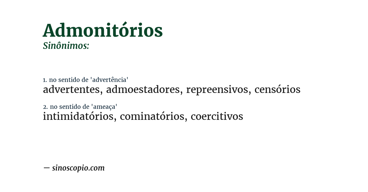 Sinônimo de admonitórios