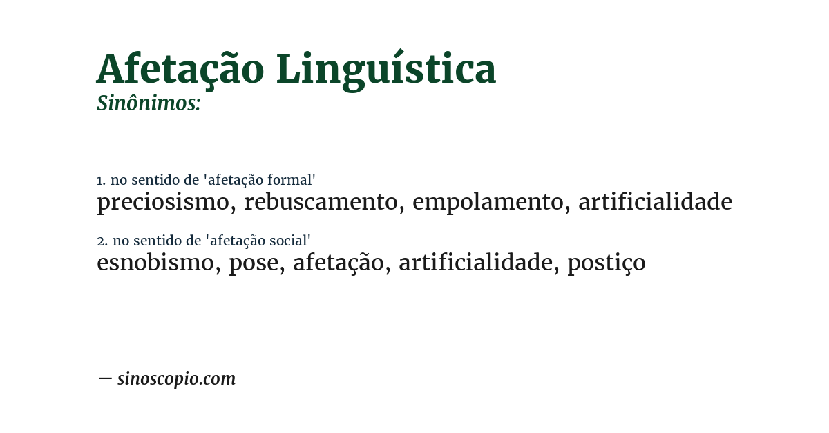 Sinônimo de afetação linguística