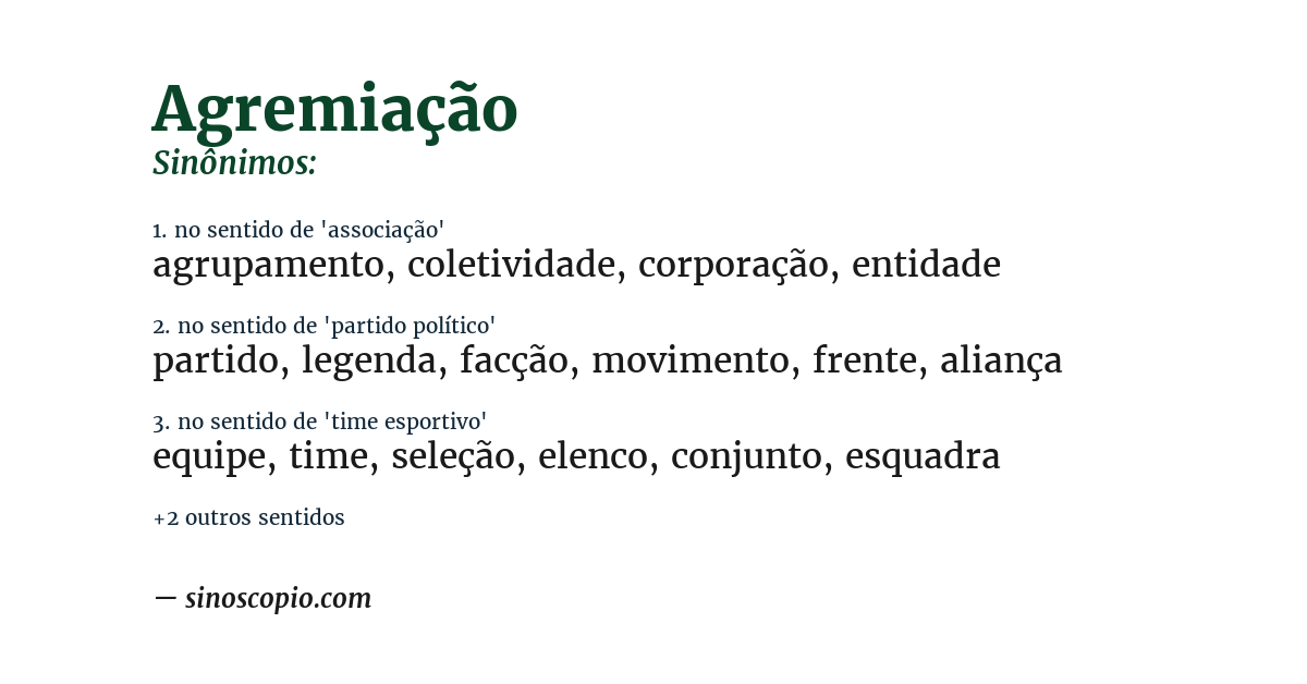 Sinônimo de agremiação