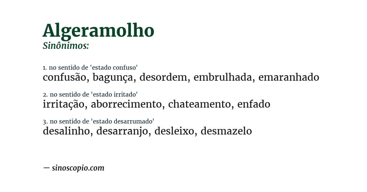Sinônimo de algeramolho