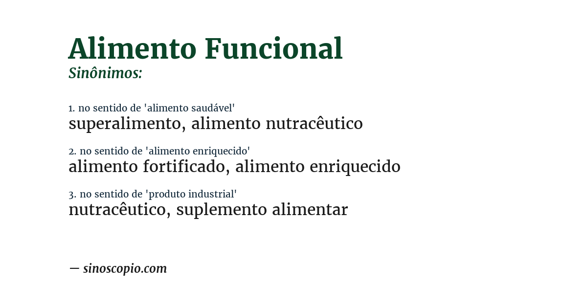 Sinônimo de alimento funcional