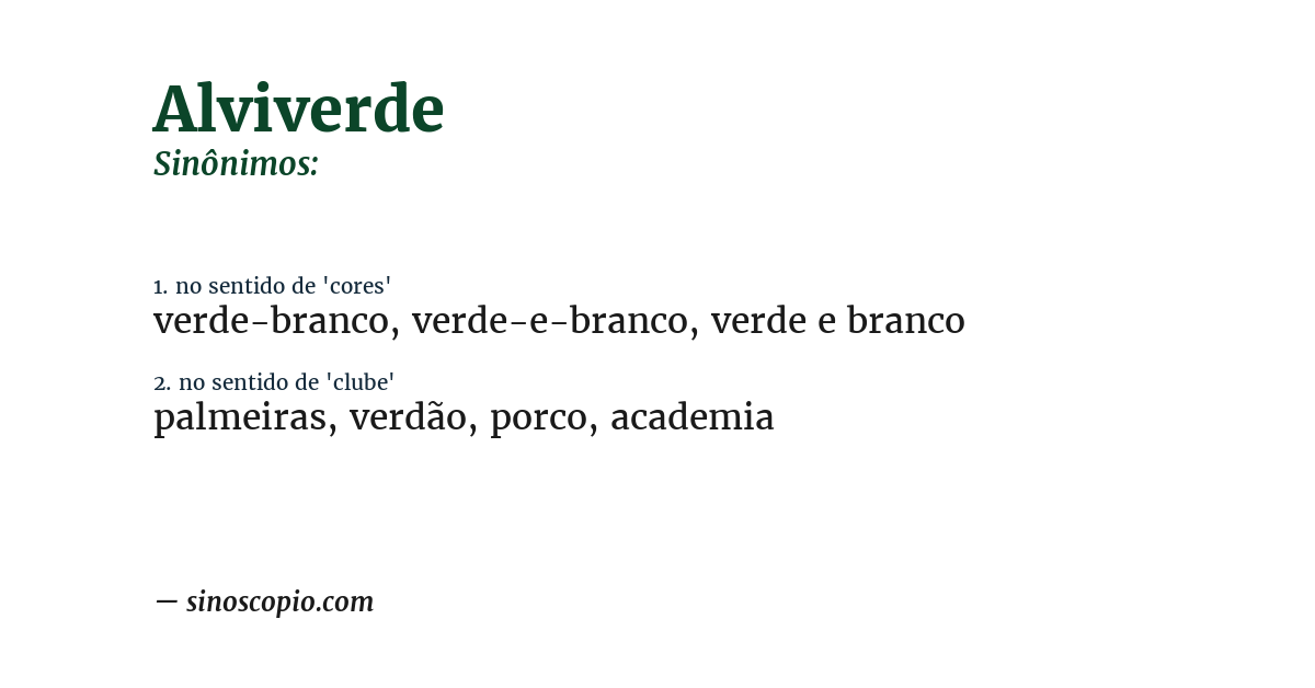 Sinônimo de alviverde