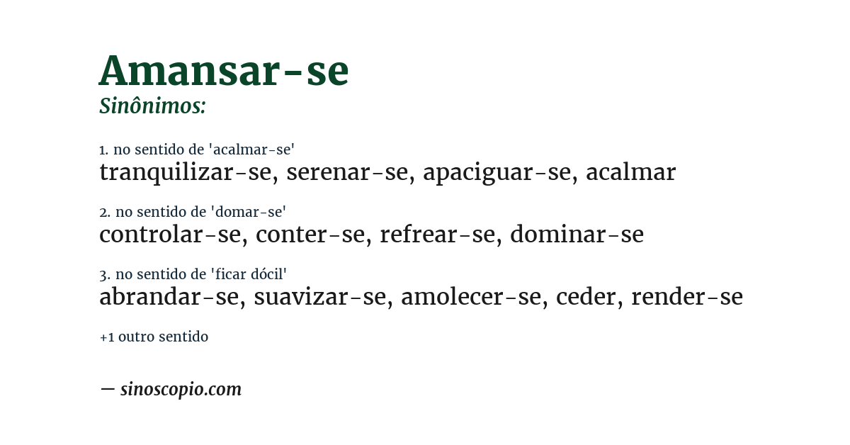 Sinônimo de amansar-se