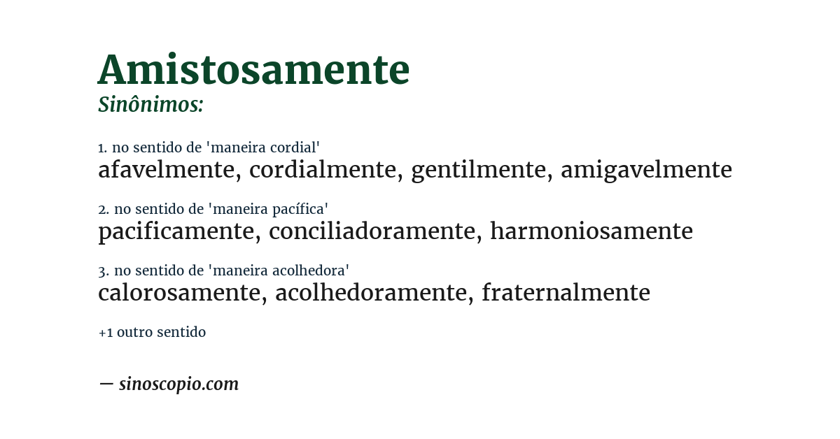 Sinônimo de amistosamente