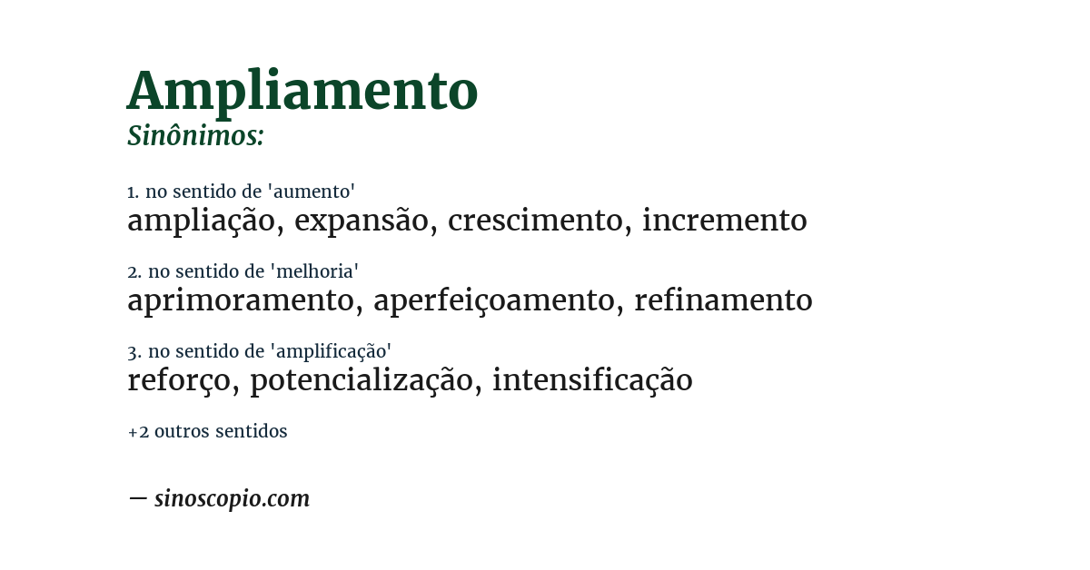 Sinônimo de ampliamento