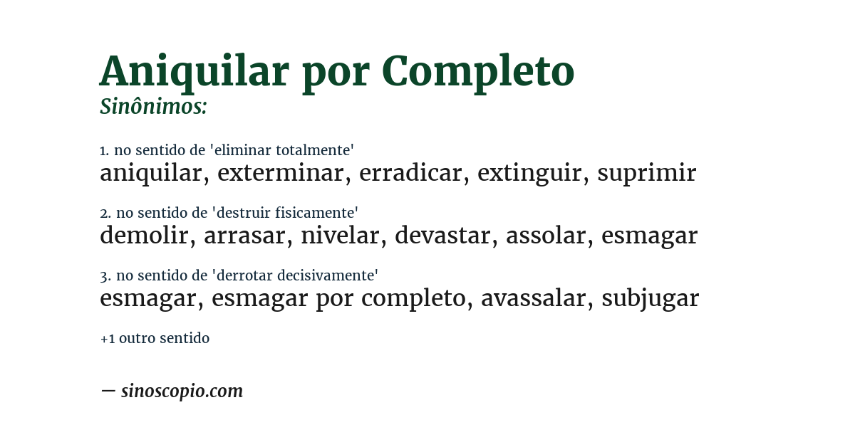 Sinônimo de aniquilar por completo