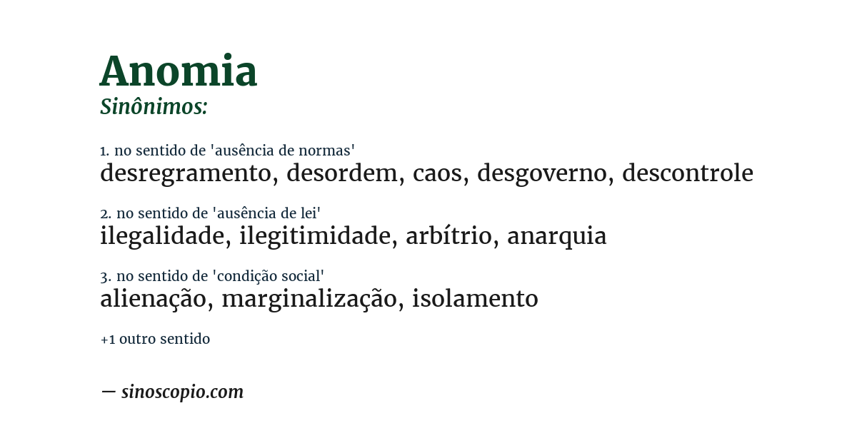 Sinônimo de anomia