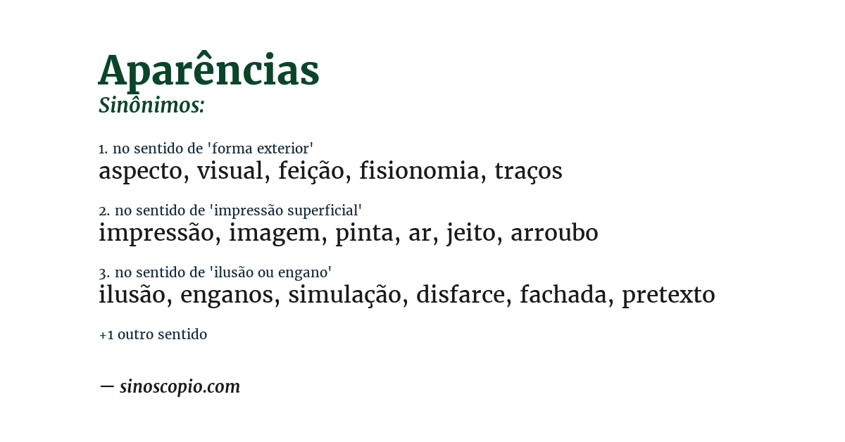 Sinônimo de aparências