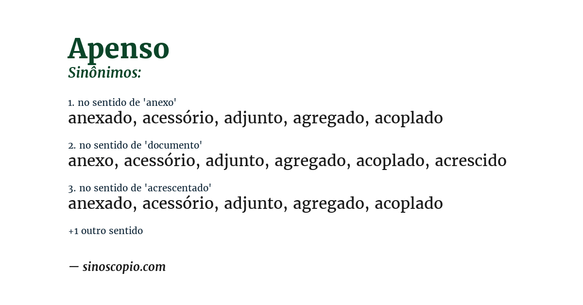 Sinônimo de apenso