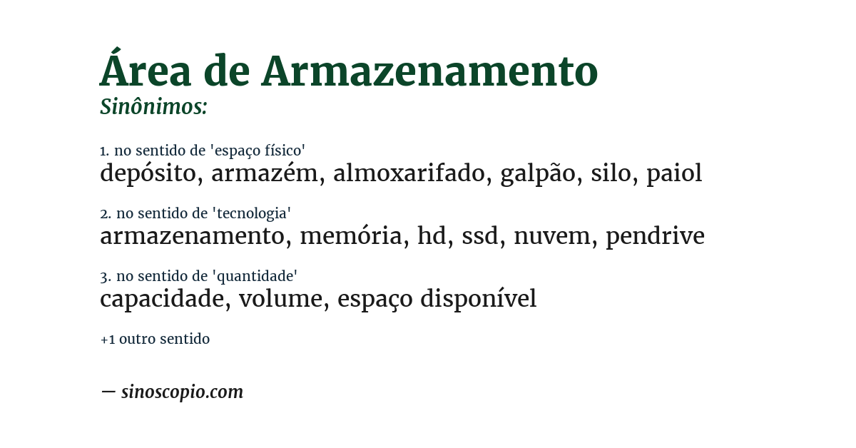 Sinônimo de área de armazenamento
