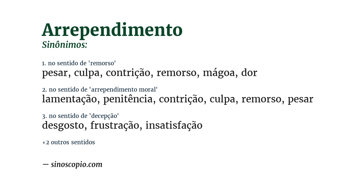 Sinônimo de arrependimento