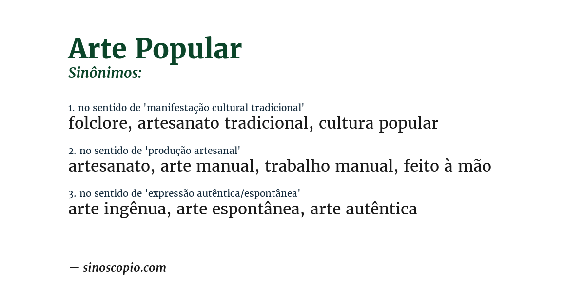 Sinônimo de arte popular
