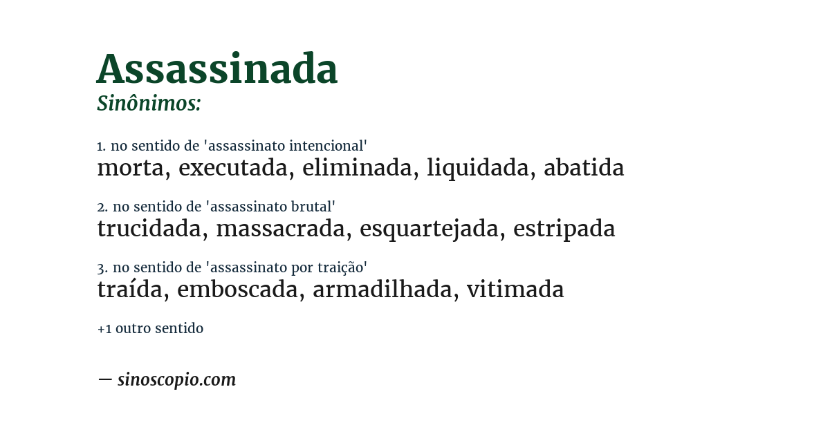 Sinônimo de assassinada