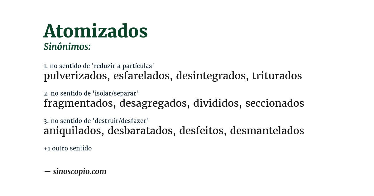 Sinônimo de atomizados