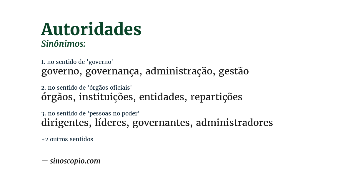 Sinônimo de autoridades