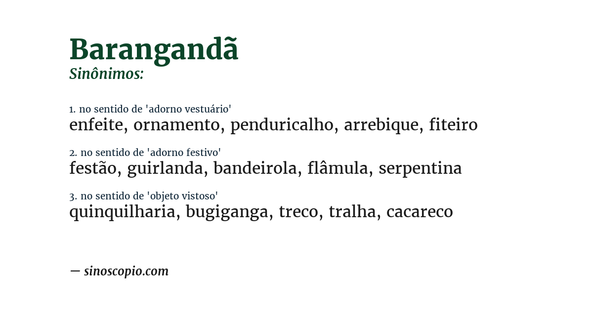 Sinônimo de barangandã