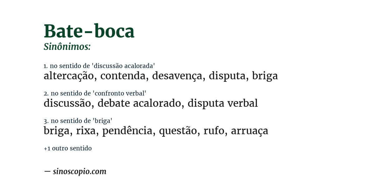 Sinônimo de bate-boca
