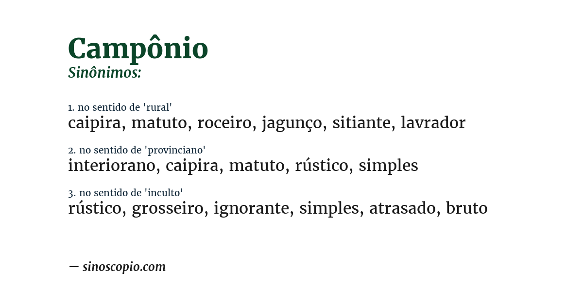 Sinônimo de campônio