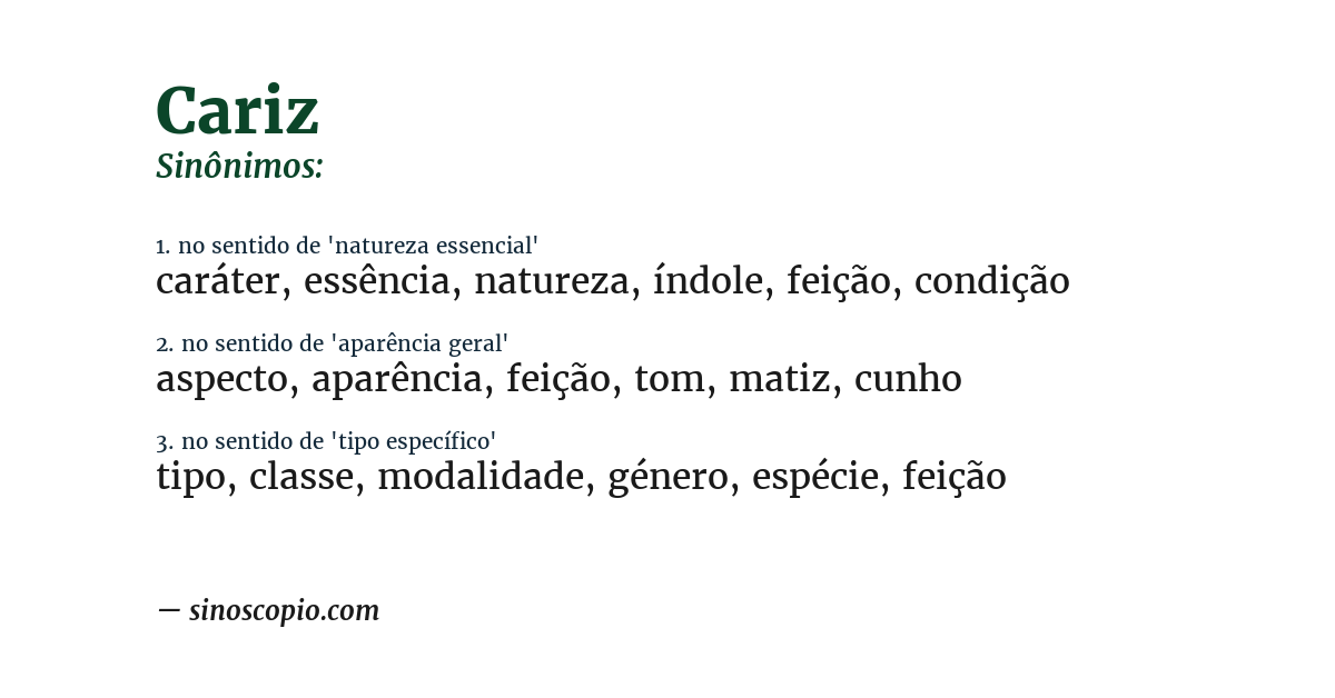 Sinônimo de cariz
