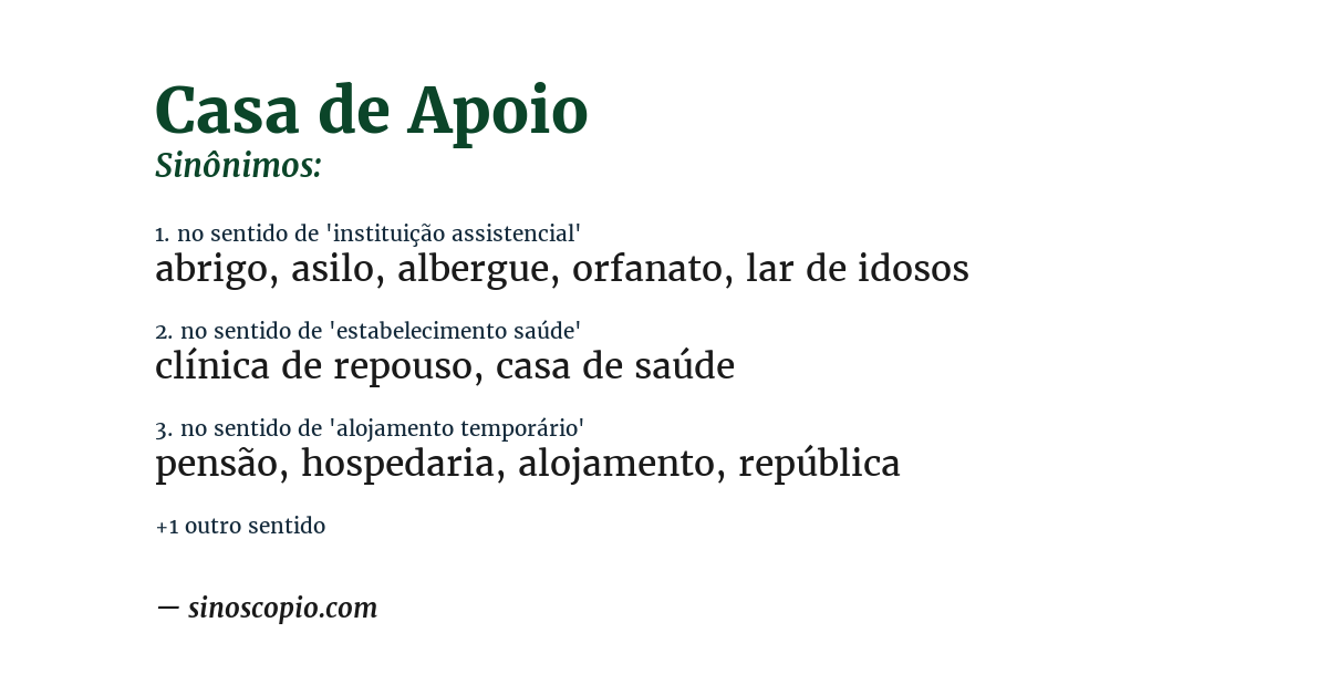Sinônimo de casa de apoio