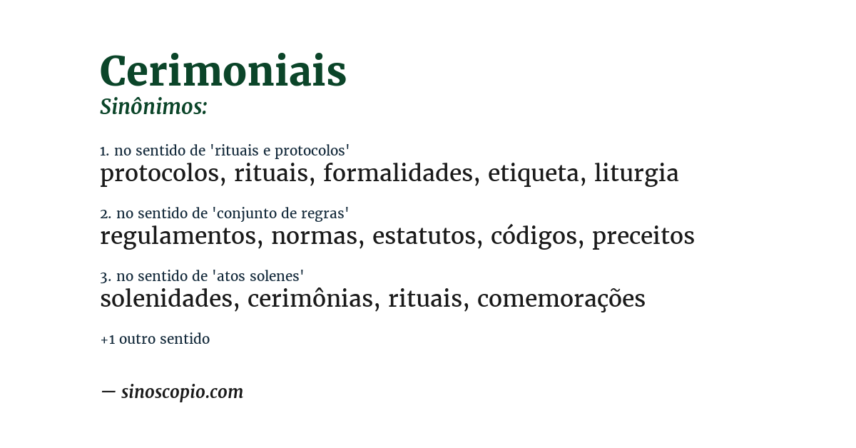 Sinônimo de cerimoniais