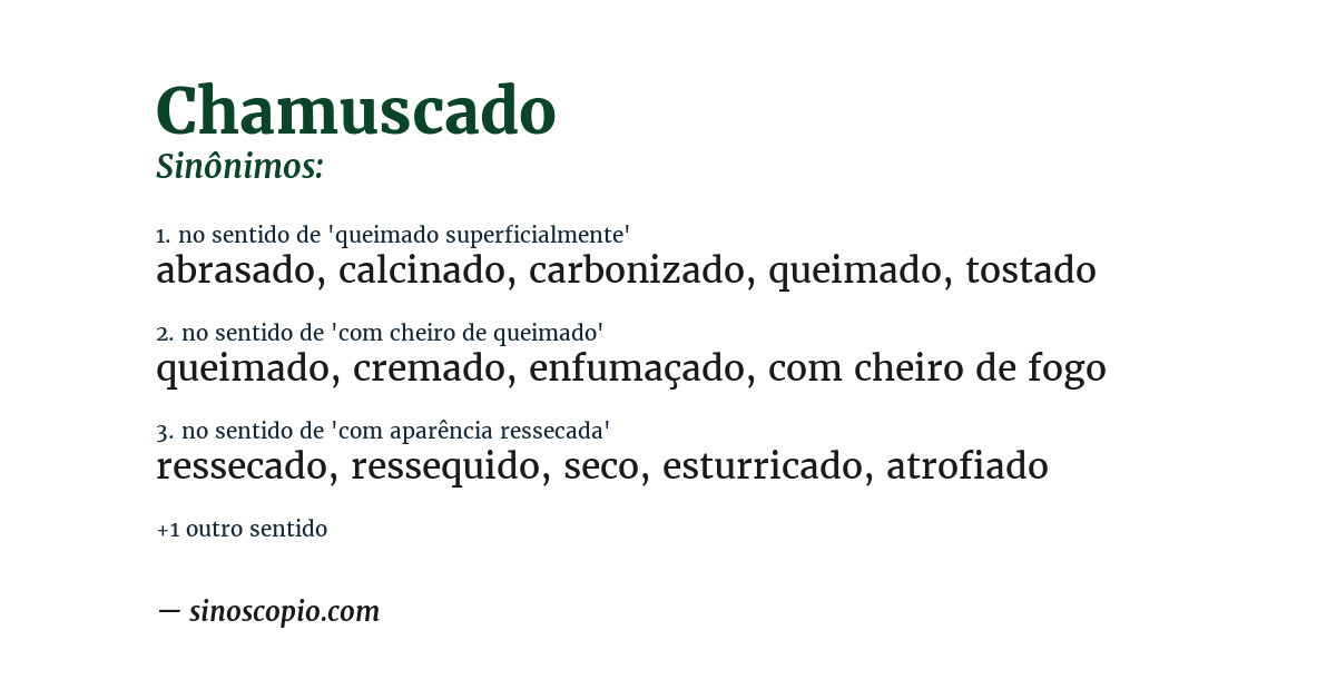 Sinônimo de chamuscado