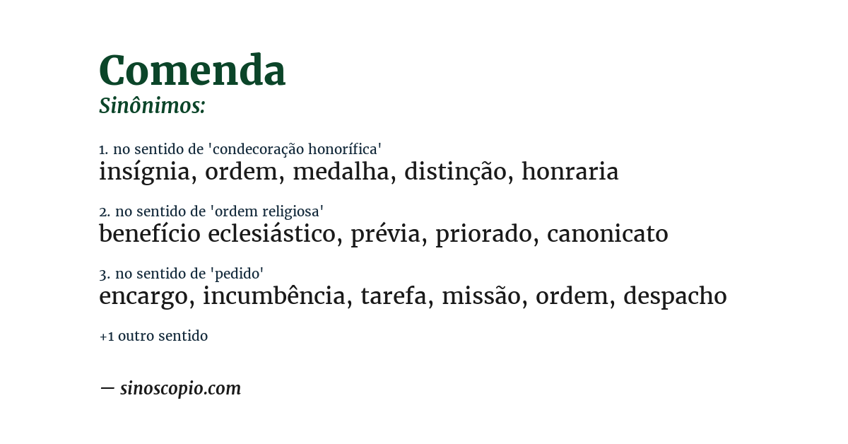 Sinônimo de comenda