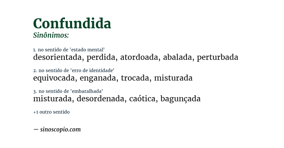 Sinônimo de confundida