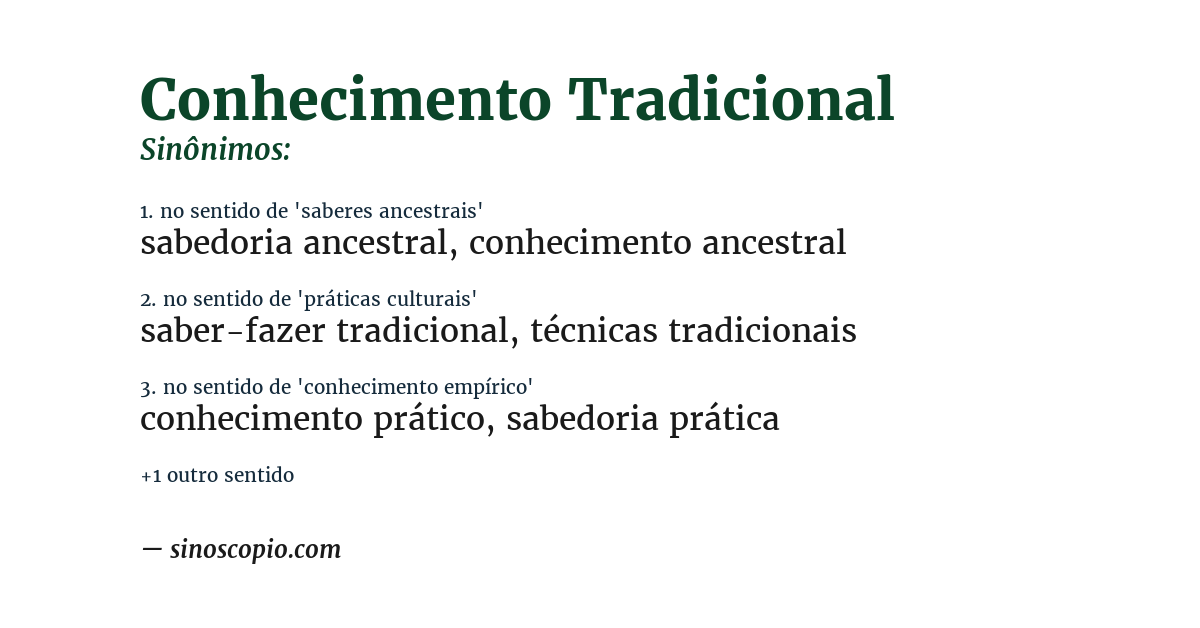 Sinônimo de conhecimento tradicional