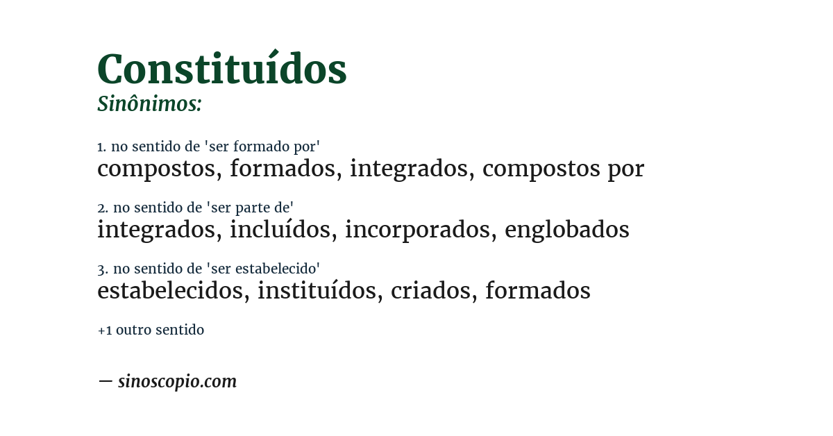 Sinônimo de constituídos