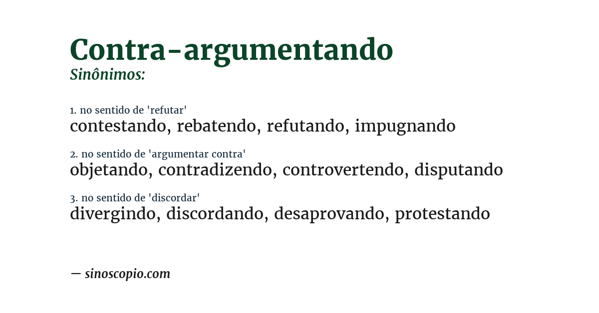 Sinônimo de contra-argumentando