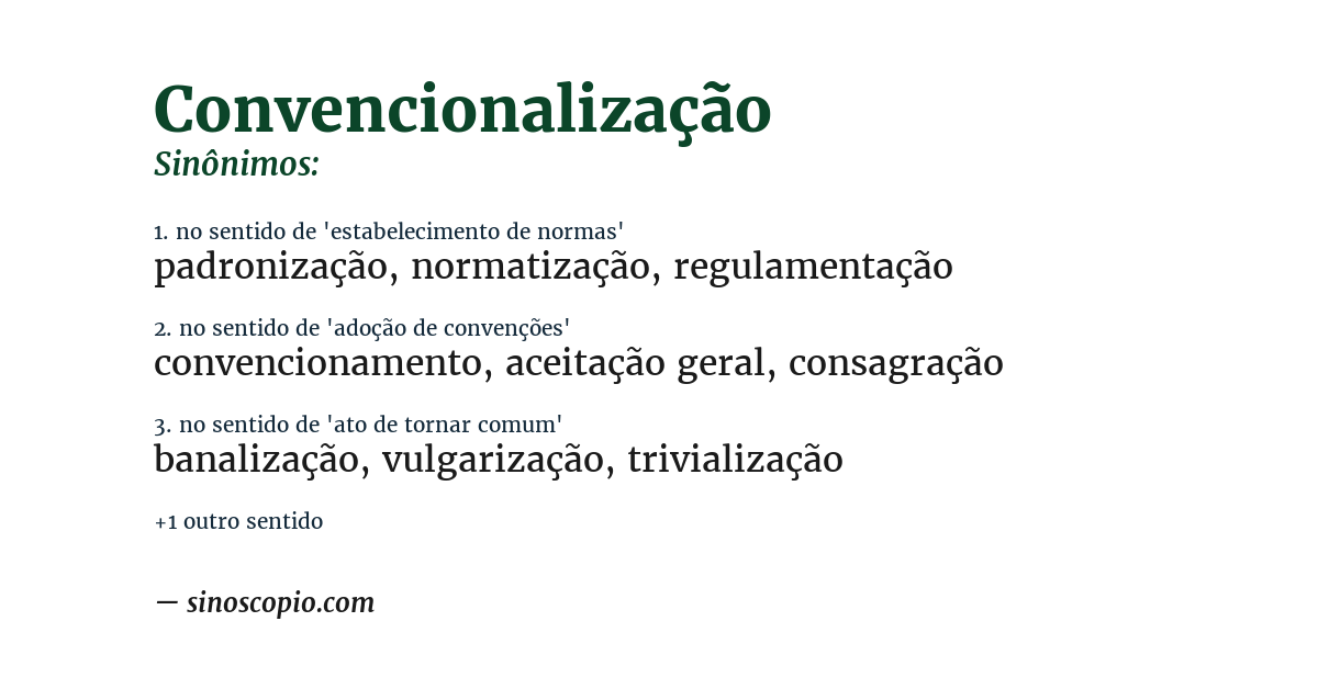 Sinônimo de convencionalização
