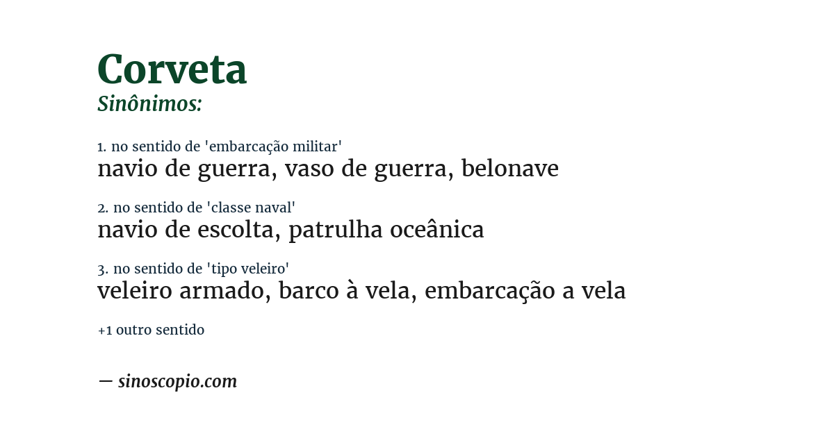 Sinônimo de corveta