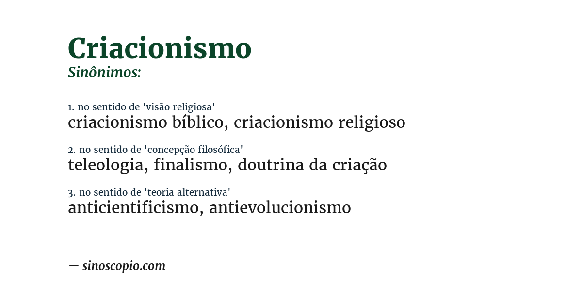 Sinônimo de criacionismo