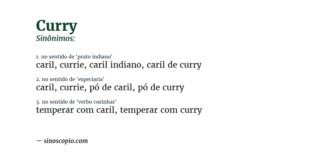 Sinônimo de curry