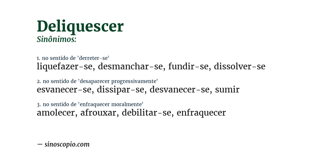 Sinônimo de deliquescer