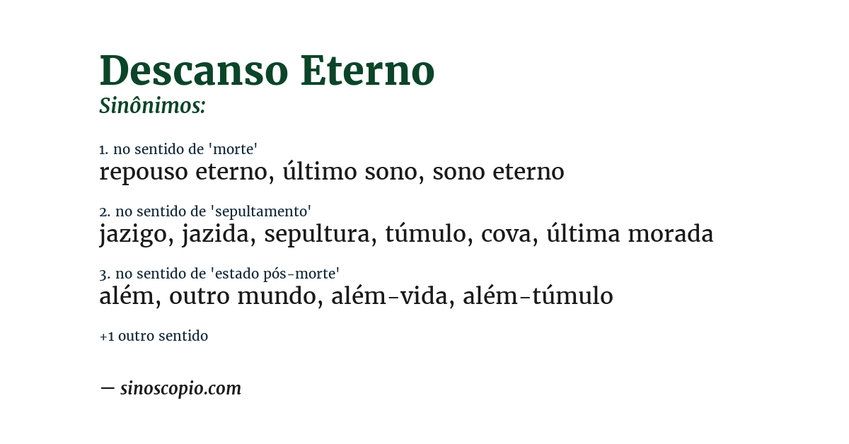 Sinônimo de descanso eterno