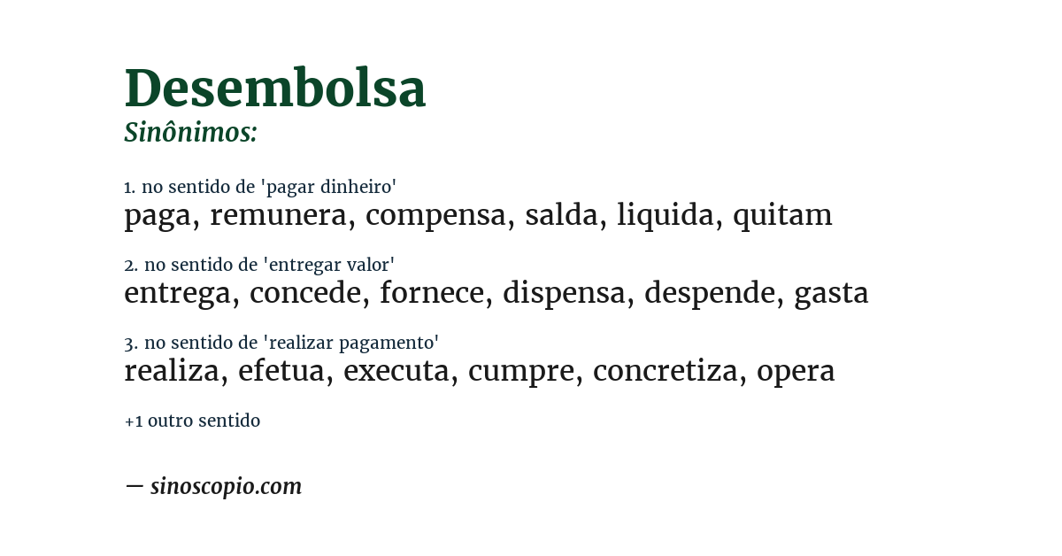 Sinônimo de desembolsa