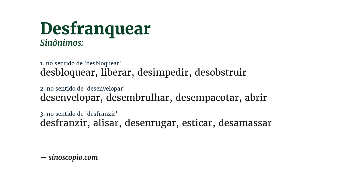Sinônimo de desfranquear