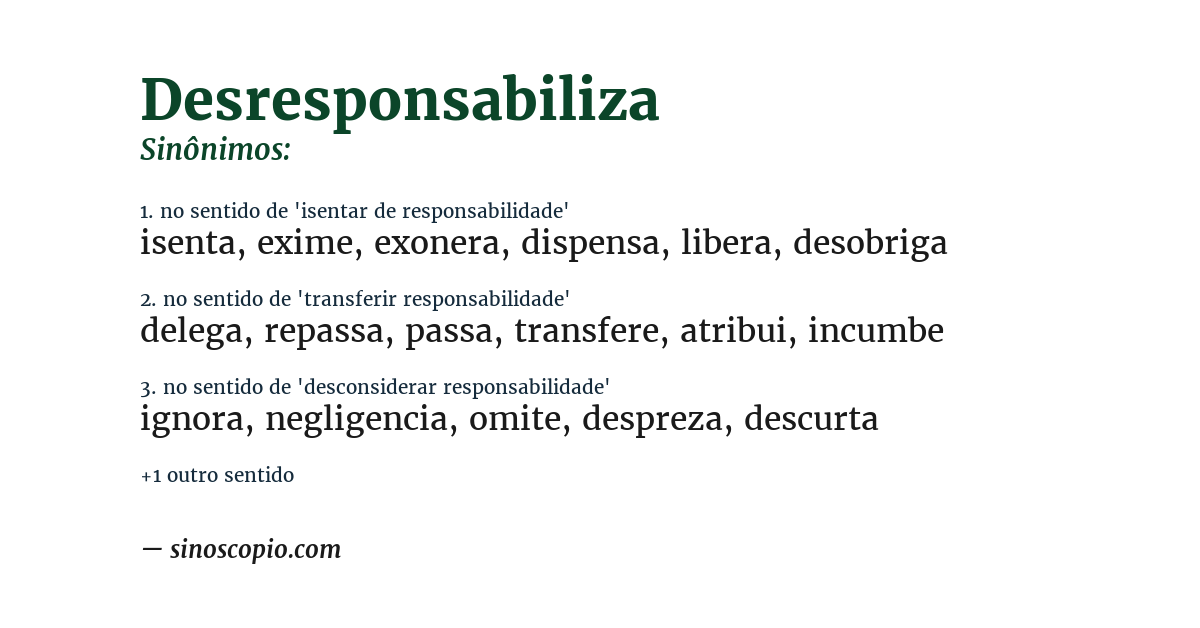 Sinônimo de desresponsabiliza