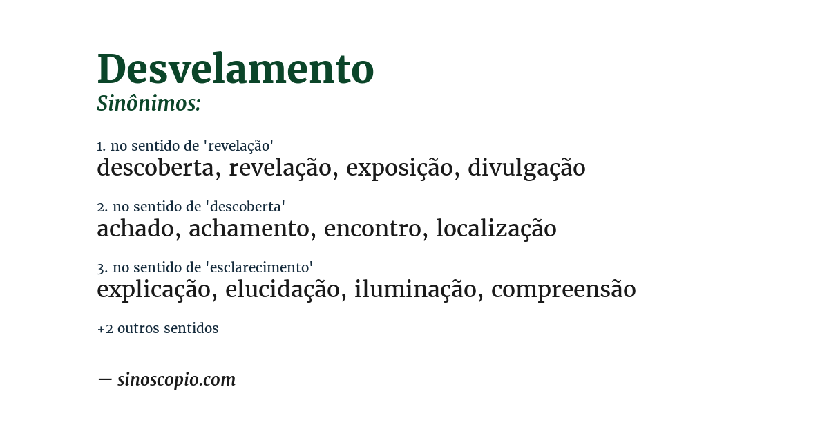 Sinônimo de desvelamento