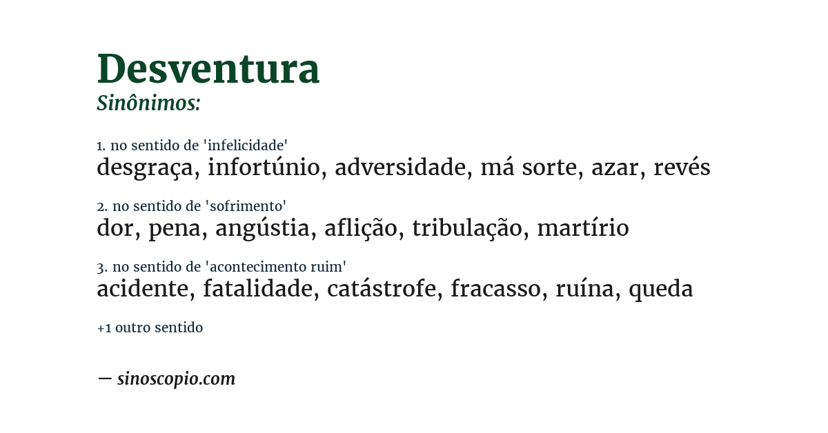 Sinônimo de desventura
