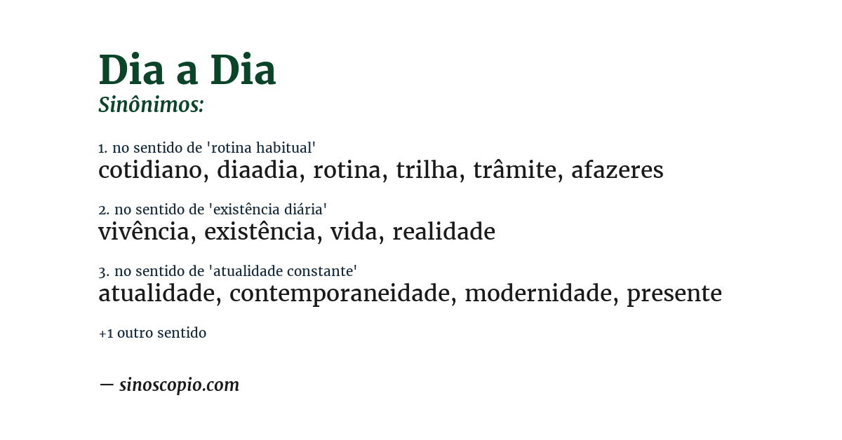 Sinônimo de dia a dia