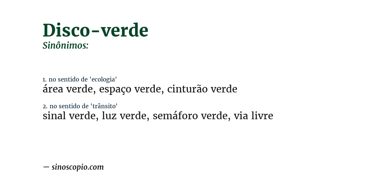 Sinônimo de disco-verde