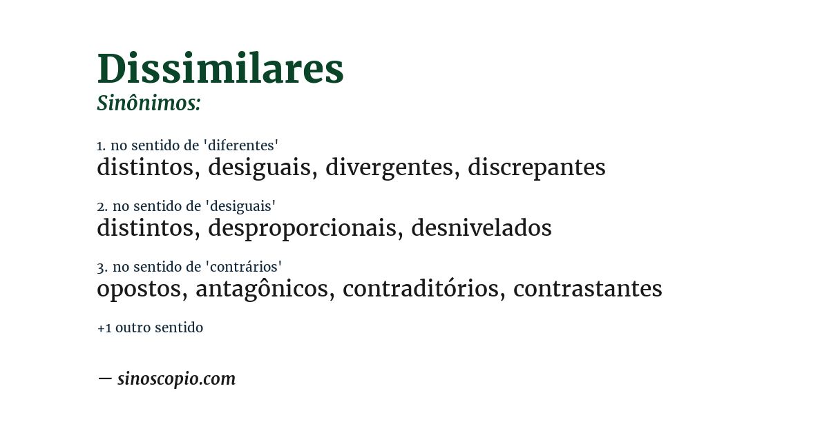 Sinônimo de dissimilares