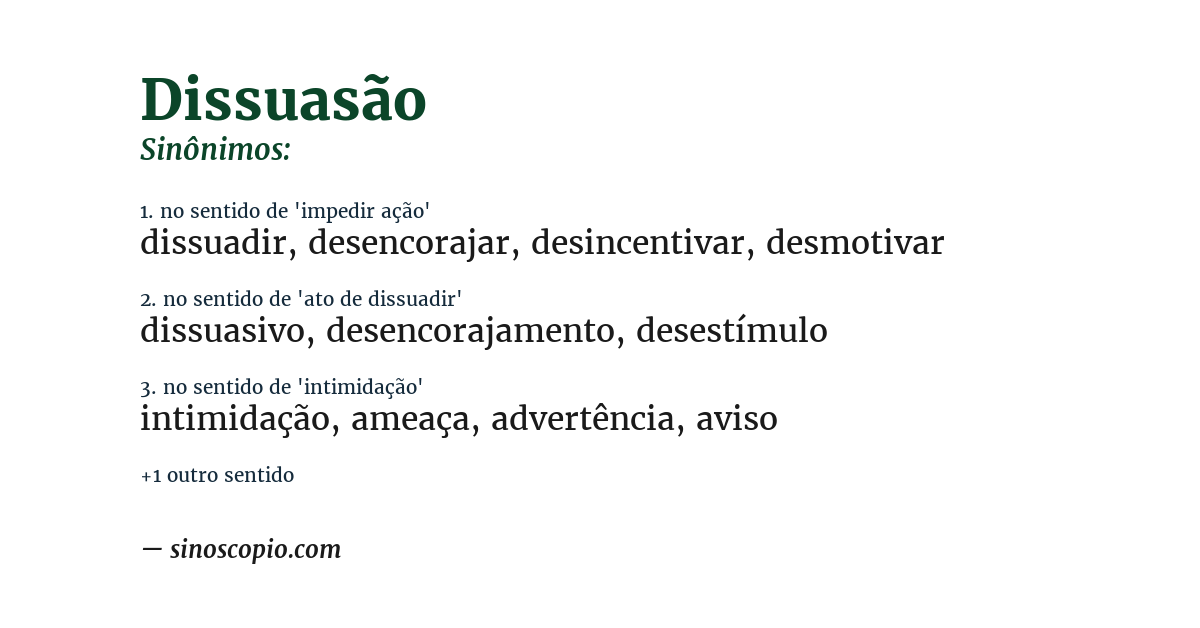 Sinônimo de dissuasão