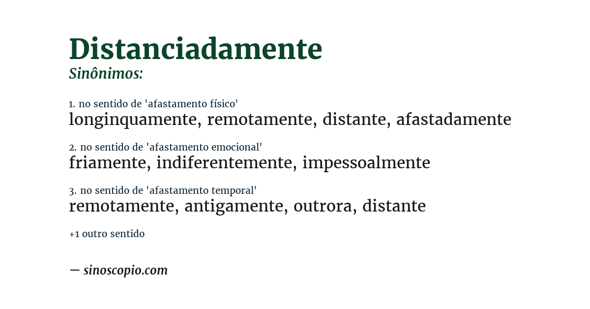 Sinônimo de distanciadamente