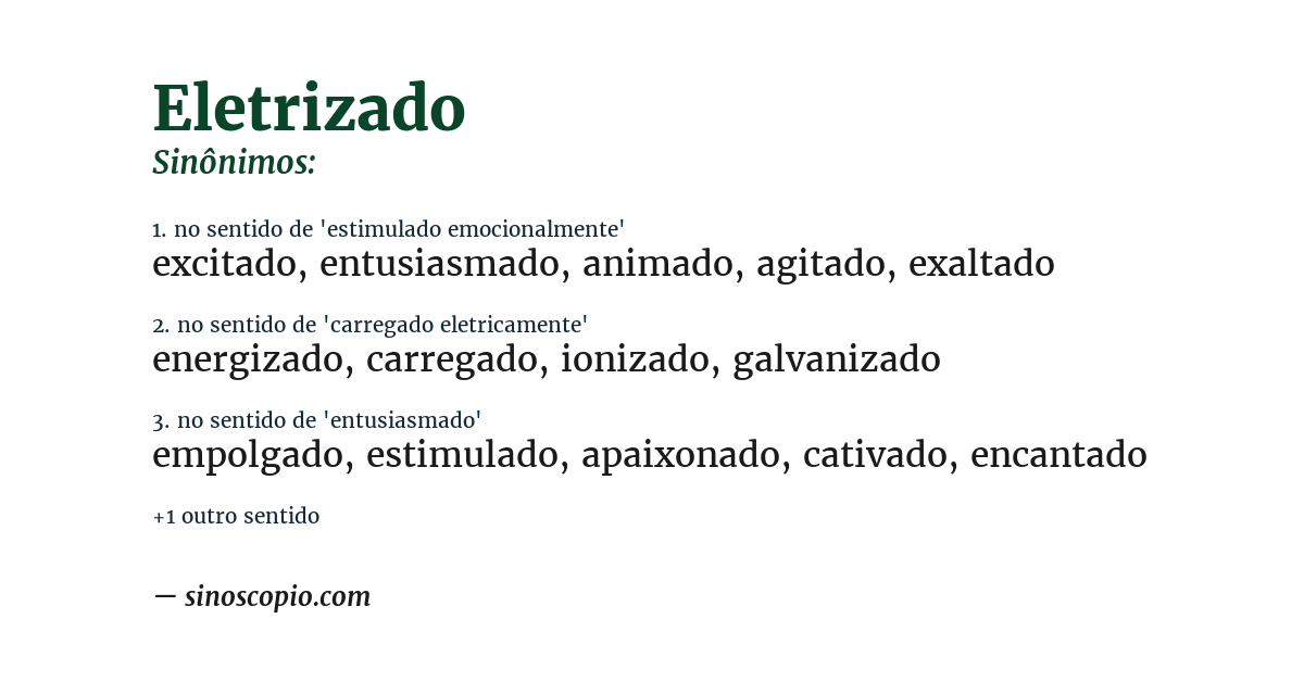 Sinônimo de eletrizado