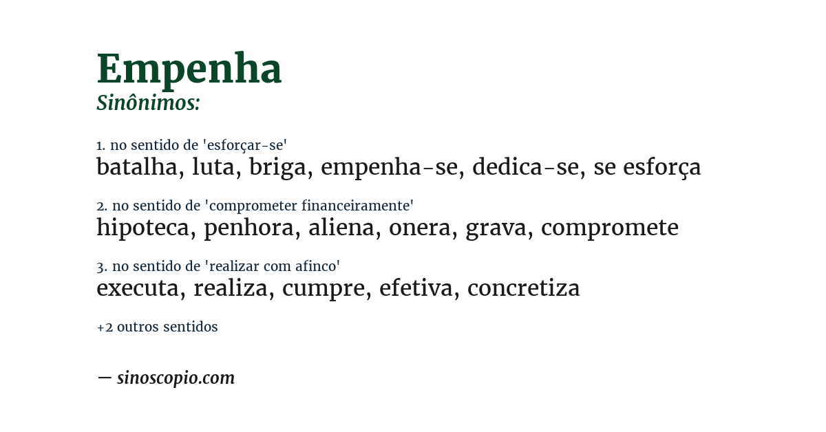 Sinônimo de empenha